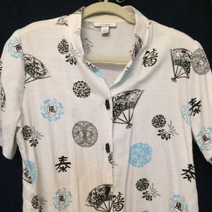 Oriental inspired linen top