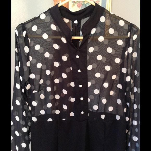 Black & white polka dot dress - Picture 3 of 4