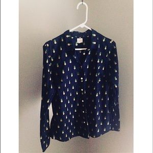 J.Crew Navy w/ Pineapple Print "The Perfect Shirt"