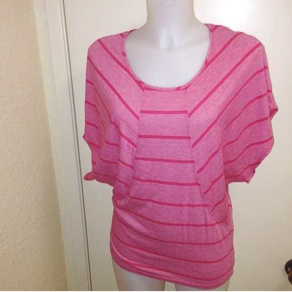 La Made pink striped batwing top