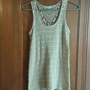 Tan tank with crocheted back