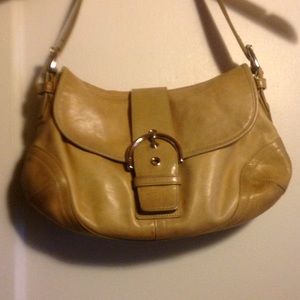 Coach 9248 Tan Leather Soho Buckle Flap Hobo Bag