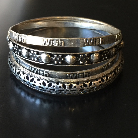 Set of four WISH bangles - Picture 2 of 3
