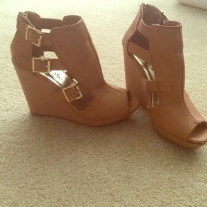 Tan wedges from Charming Charlie