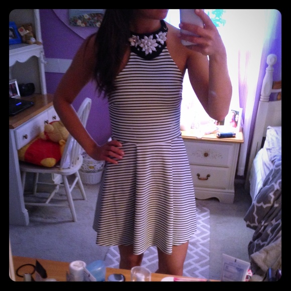 Joyce Leslie Dresses & Skirts - Beautiful black and white stripe dress and handbag