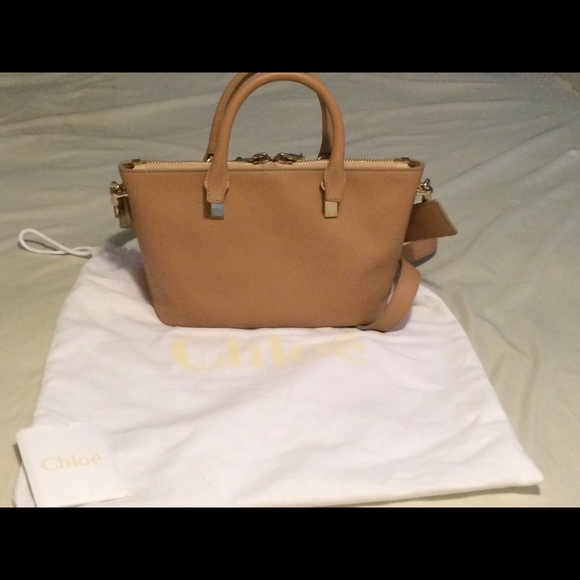 Chloe mini Baylee Tan/coral satchel