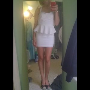 White, formal, fitted dress