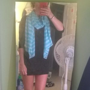 Light blue and white stripped scarf