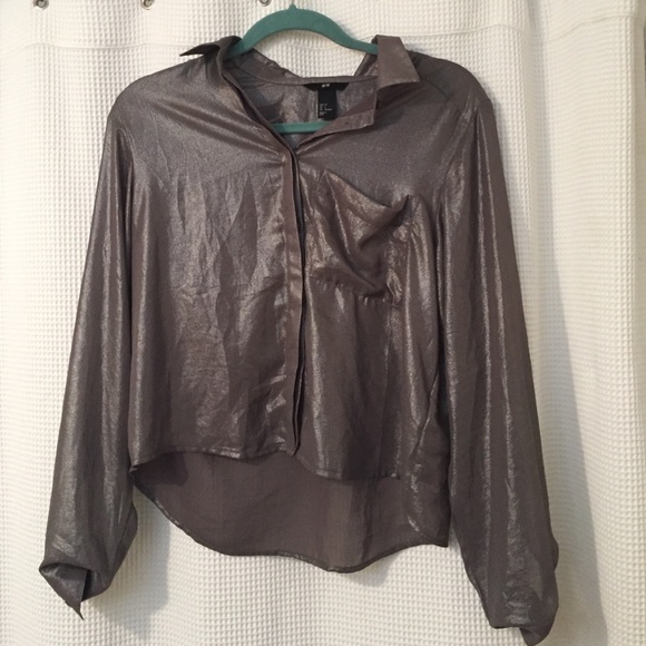 Silver Button down Blouse