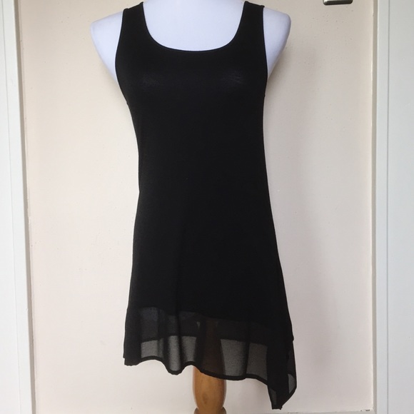 Design 365 Tops - SOLD Black Sleeveless Tunic Top with Sheer Hem