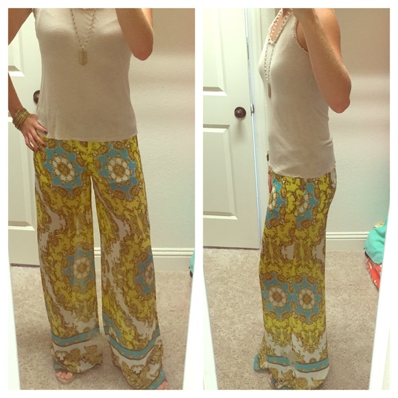 Sheer Palazzo Pants with Shorts Lining