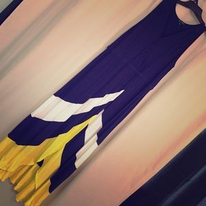 NWOT navy blue maxi dress. FUN AND FLOWY!!