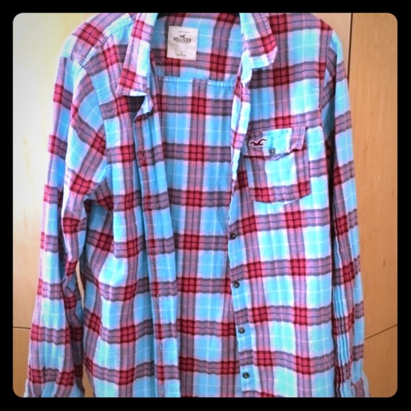 Hollister red/Orange and blue flannel