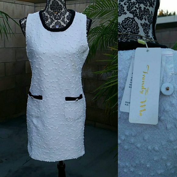 white and black dress