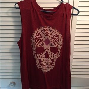 Maroon skull design urban outfitters tank