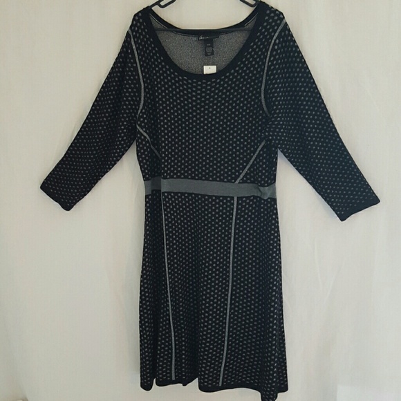 Lane Bryant Black Knit Dress With Silver Designs