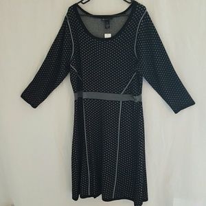 Lane Bryant Black Knit Dress With Silver Designs