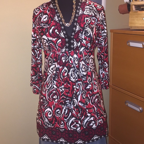 INC International Concepts Tops - DONATED Deep V-neck empress waist tunic/dress.