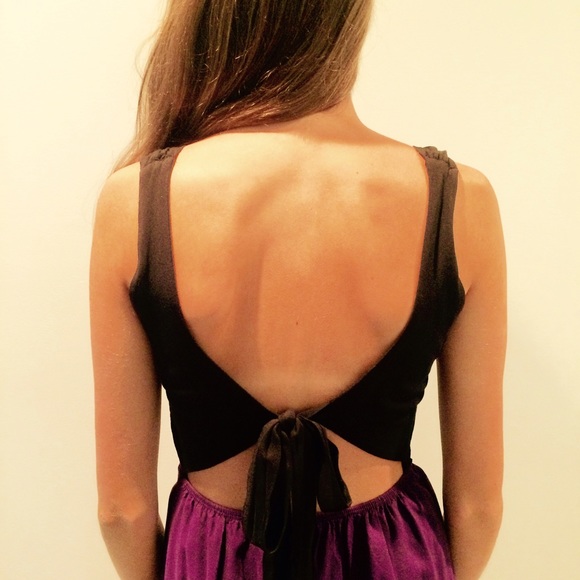 Purple and Black Tie-Back Mini Dress - Picture 2 of 2