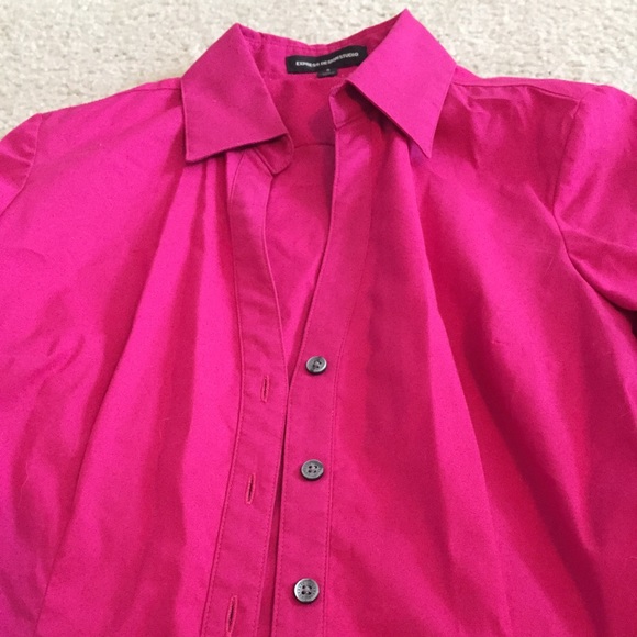 Pink business long sleeve button up blouse