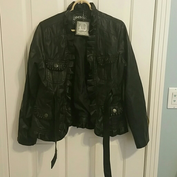 💜Dollhouse Ruffle Leather Jacket