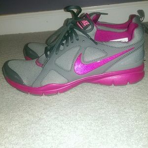Pink and grey Nike shoes