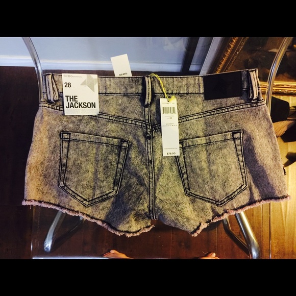 BCBG denim Pink Acid Wash Fray Shorts