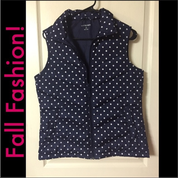 Navy Polka Dot Puffy Vest S (6-8)