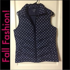 Navy Polka Dot Puffy Vest S (6-8)