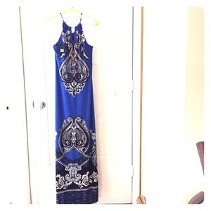 Royal blue maxi dress with design! Tags still on.