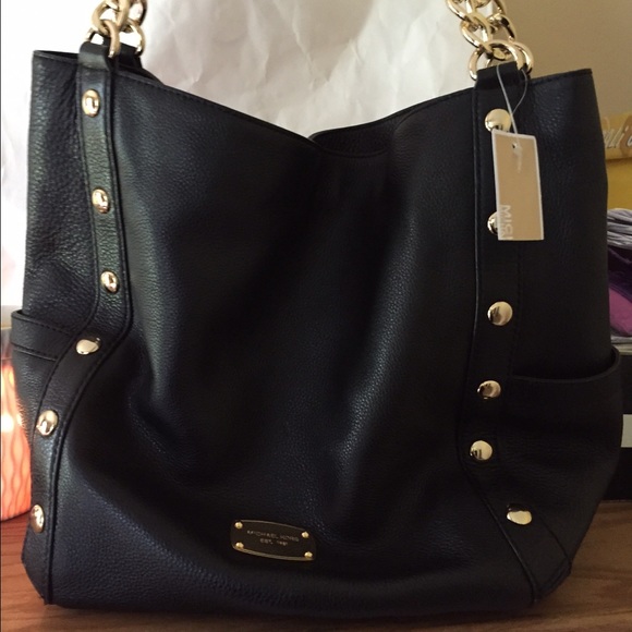 Michael Kors large black leather handbag