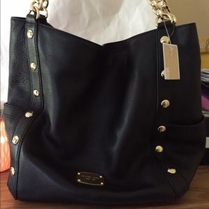 Michael Kors large black leather handbag