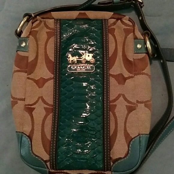 Coach crossbody snake teal green