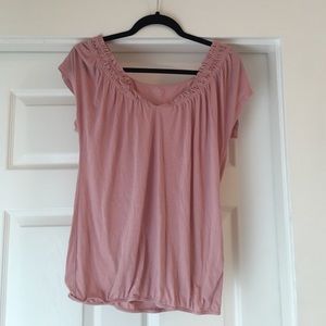Loft Blush Short Sleeve Peasant Top