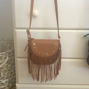 Brown leather mini handbag purse