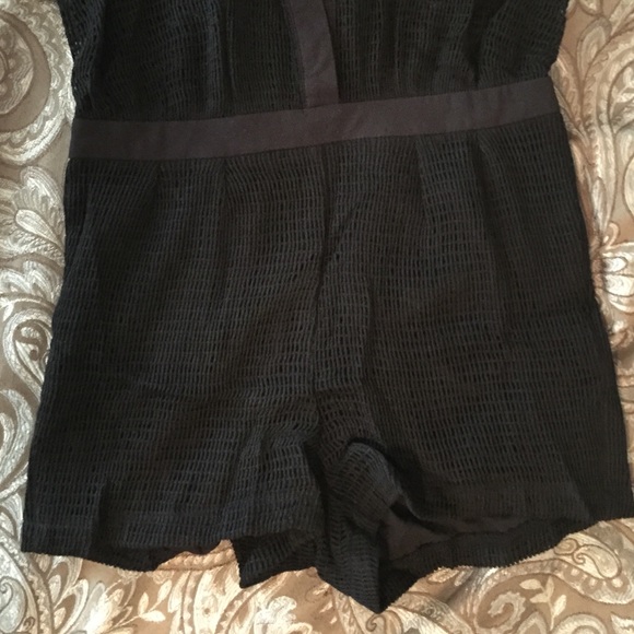 Black Mesh Netting Sheer Romper Jumpsuit - Picture 2 of 4