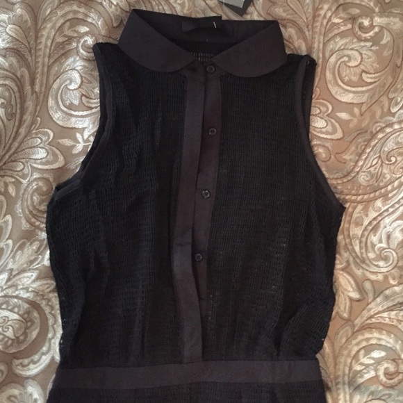 Black Mesh Netting Sheer Romper Jumpsuit - Picture 3 of 4