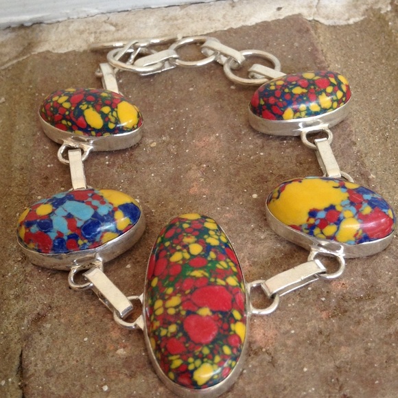 Mosaic Jasper bracelet. - Picture 2 of 3