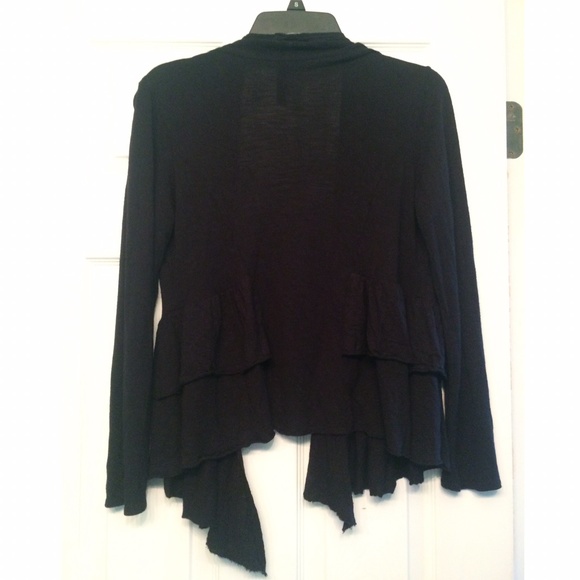 Solid black ruffled cardigan