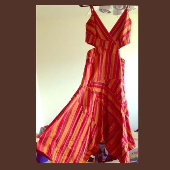 Bebe Orange Red Cut Out Dress Size Small - Picture 1 of 6
