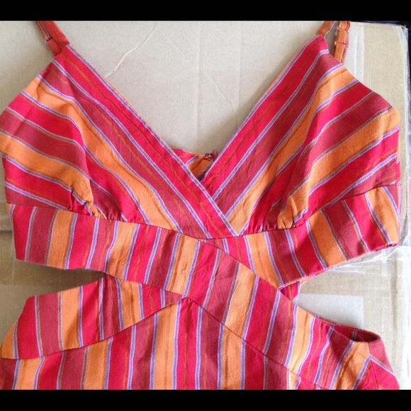 Bebe Orange Red Cut Out Dress Size Small - Picture 3 of 6