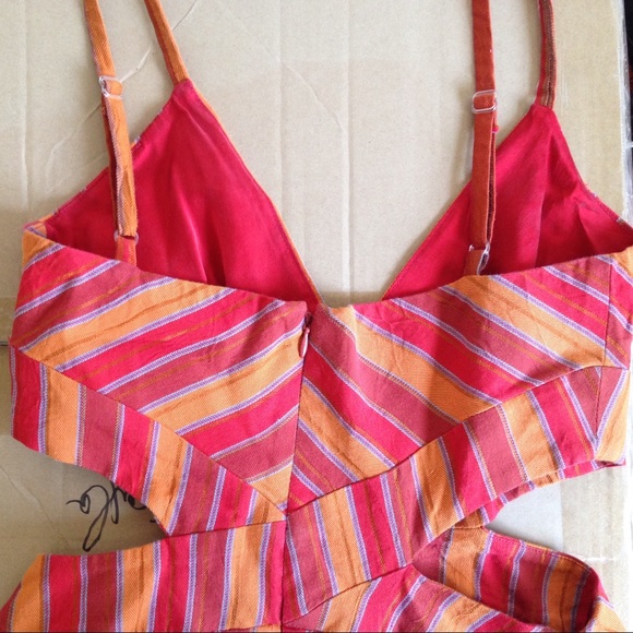 Bebe Orange Red Cut Out Dress Size Small - Picture 6 of 6