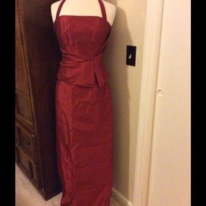 Michelangelo dark red 2pc formal halter gown sz 6