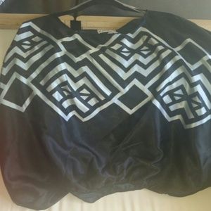 Black w/ Silver Drape Blouse w/ Elastic Waist