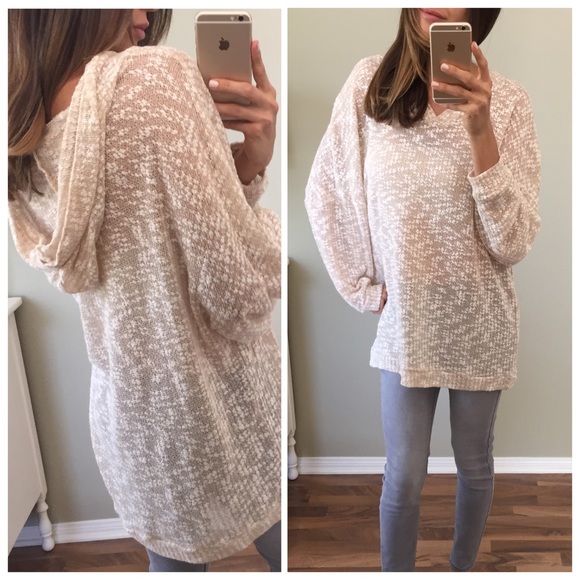 Sold • Taupe Knit Hoodie Sweater - Picture 4 of 4