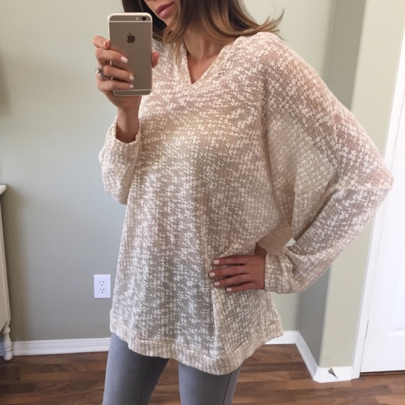 Sold • Taupe Knit Hoodie Sweater - Picture 2 of 4