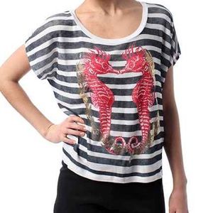 urban outfitters seahorse blue&white striped shirt