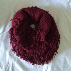Kirra waffle infinity scarf frayed maroon