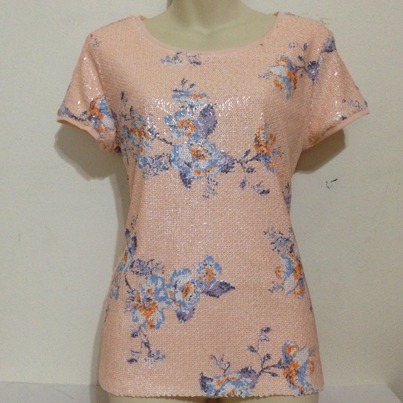 H&M Peach Sequined Summer Top - Picture 1 of 4