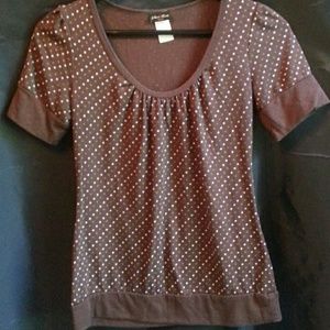 Brown polka dot top
